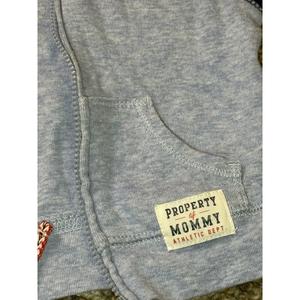 Carter's Baby Boy 3M Zip Up Hoodie Light Blue Navy Raglan Property of Mommy